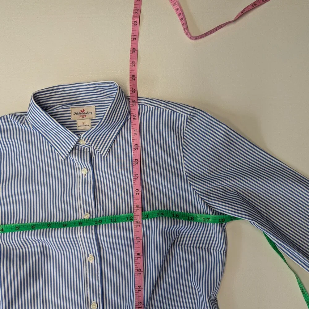 NWT Haberdashery by J. Crew Blue/White Pinstripe Button Down Size Small